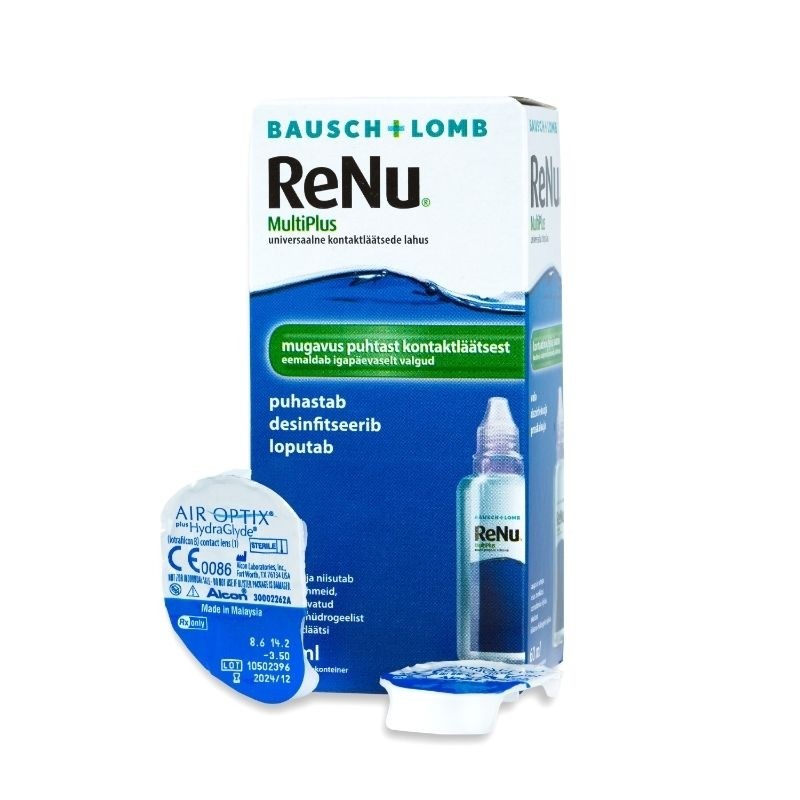 Air Optix läätsed 2tk + Renu MultiPlus 60ml